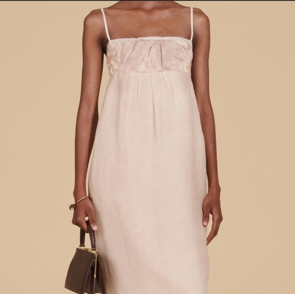 Zara Limited Edition Mixed Organza Midi Dress linen dusty pink studio - Picture 12 of 14
